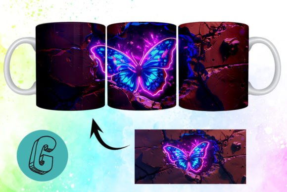 3D Fantasy Butterfly Mug Wrap Break 09
