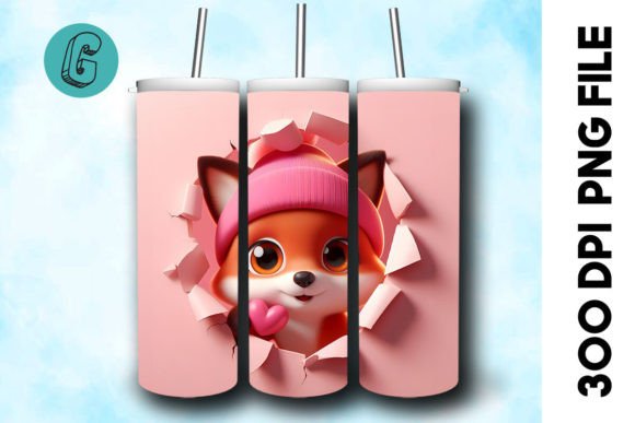3D Fox Valentine Tumbler Wrap 36
