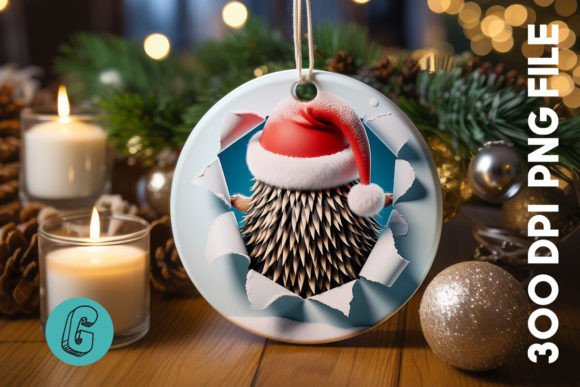 3D Hedgehog Christmas Ornament Back 19