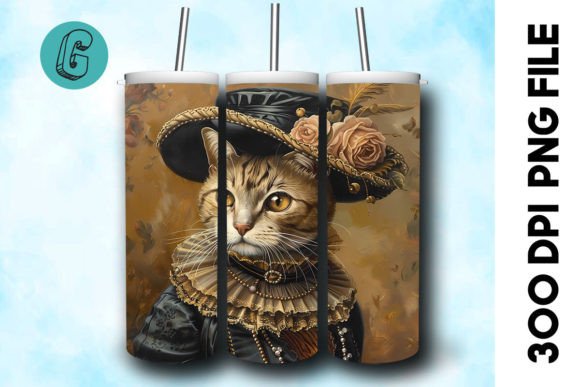 3D Oil Paint Elegant Cat Tumbler Wrap 35