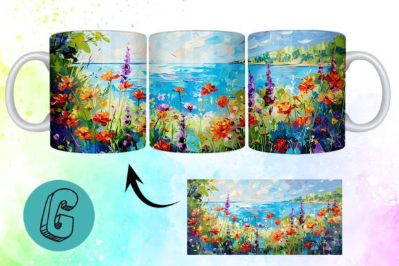 3D Oil Paint Floral Garden Mug Wrap 18