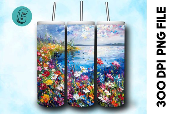 3D Oil Paint Floral Tumbler Wrap 36