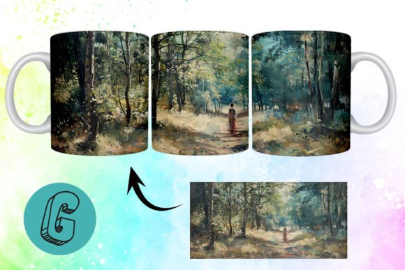 3D Oil Paint Forest Garden Mug Wrap 11