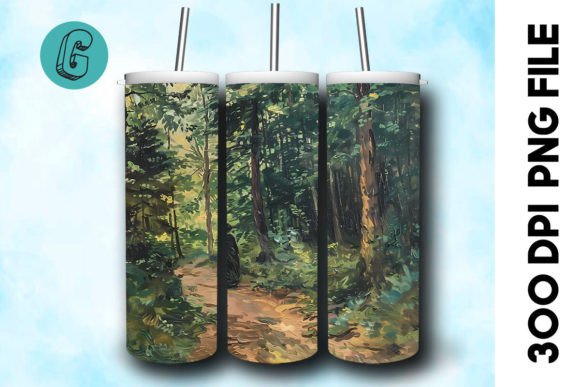 3D Oil Paint Forest Tumbler Wrap 26