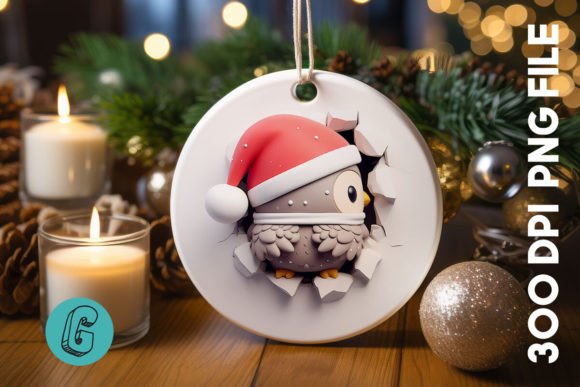 3D Owl Break Through Ornament Back 93: Premium Digital Asset