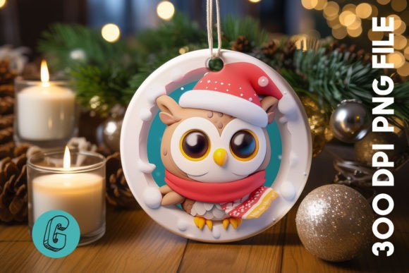 3D Owl Break Through Ornament Front 92