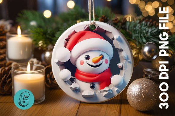 3D Snowman Break Through Ornament F