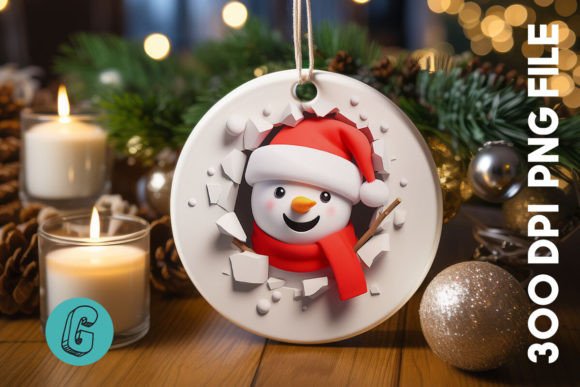 3D Snowman Break Through Ornament F2