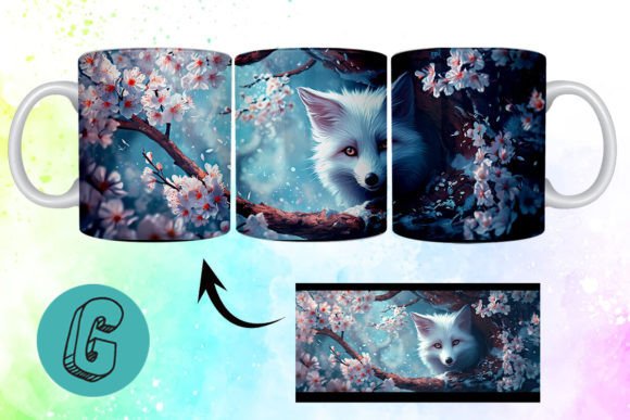 3D Valentine Fox Floral Mug Wrap 15