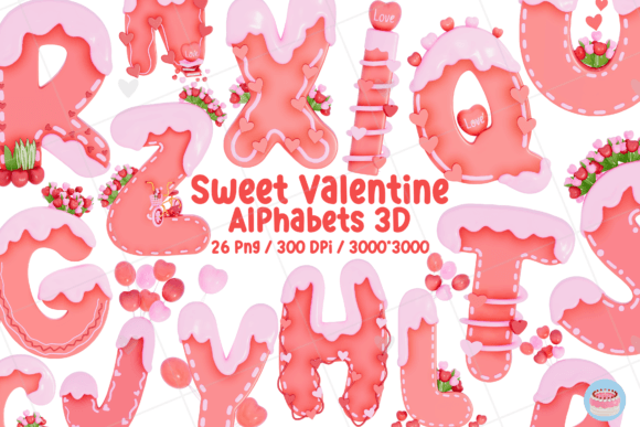 Alphabet Sweet Valentine 3D PNG