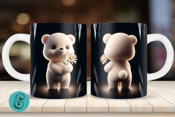 Cute Bear 2 Sided 3D Mug Wrap Set 04