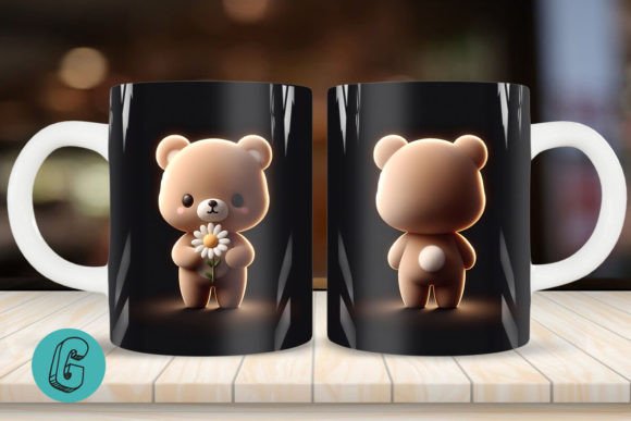 Cute Bear 2 Sided 3D Mug Wrap Set 06