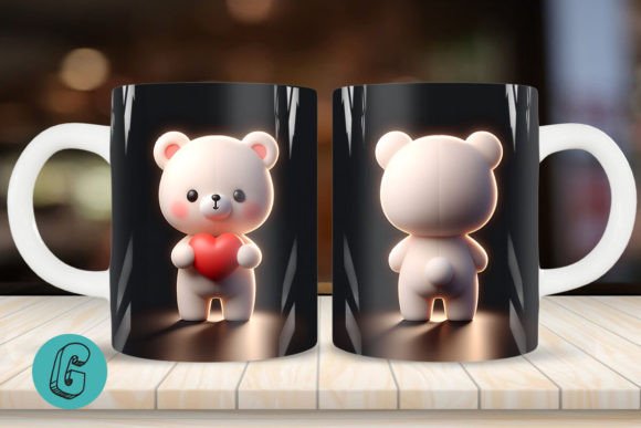 Cute Bear 2 Sided 3D Mug Wrap Set 15