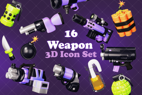 Cute Military Weapon 3D Icon Pack