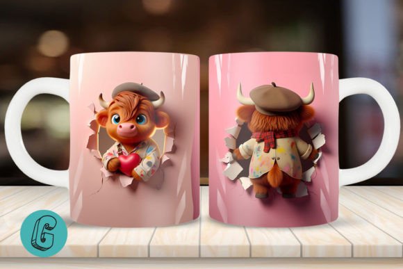 Embrace the Whimsy: How the 3D V-Day Artist Highland Cow Mug Wrap Elevates Your DIY Craft Projects