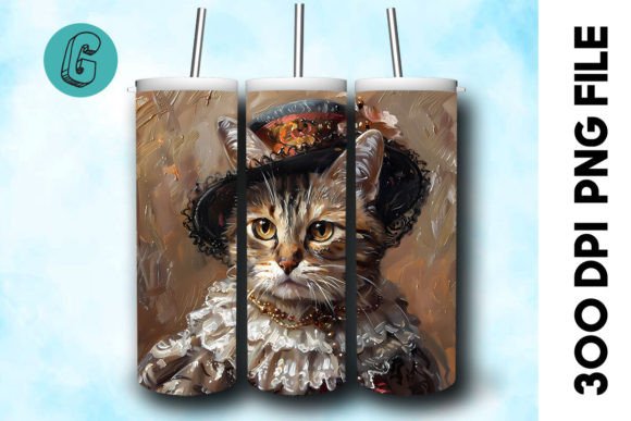 Transforming Digital Art into Tangible Luxury: The 3D Oil Paint Elegant Cat Tumbler Wrap 30