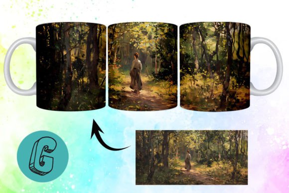 Transforming Simple Mugs with 3D Oil Paint Forest Garden Mug Wrap 19