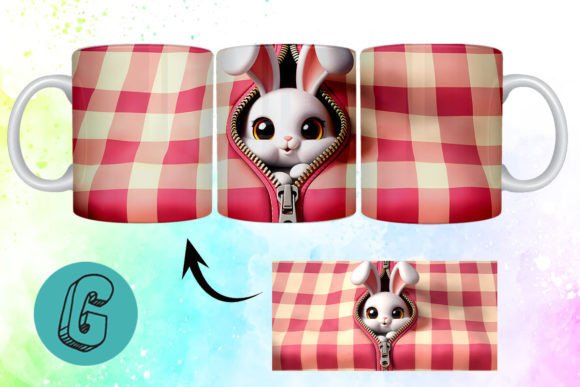 Valentine Cute Rabbit 3D Mug Wrap 20