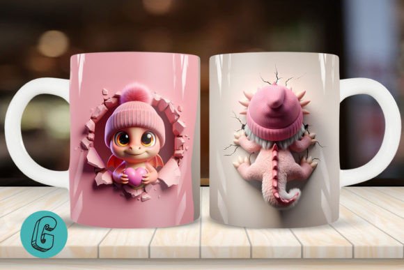 Valentine Dragon 3D Mug Wrap 2 Side 12