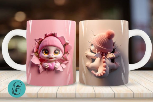 Valentine Dragon 3D Mug Wrap 2 Side 13