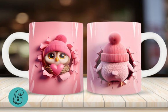 Valentine Owl 3D Mug Wrap 2 Side 06