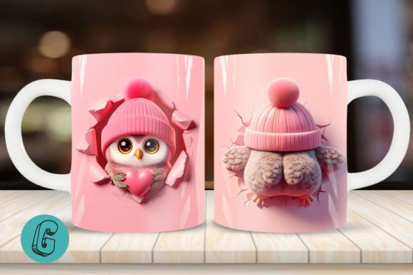 Valentine Owl 3D Mug Wrap 2 Side 10
