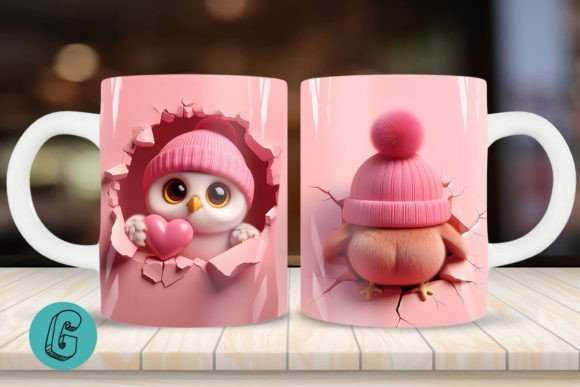 Valentine Owl 3D Mug Wrap 2 Side 16