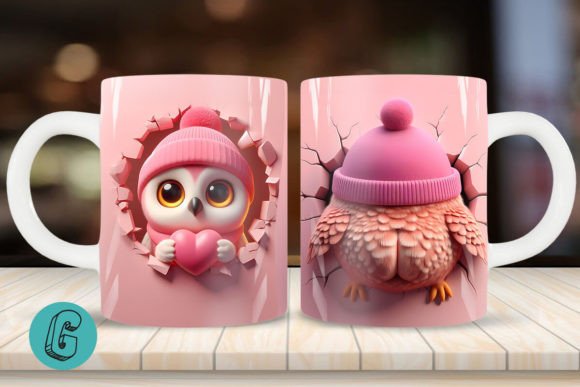 Valentine Owl 3D Mug Wrap 2 Side 20