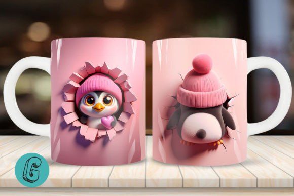 Valentine Penguin 3D Mug Wrap 2side 02