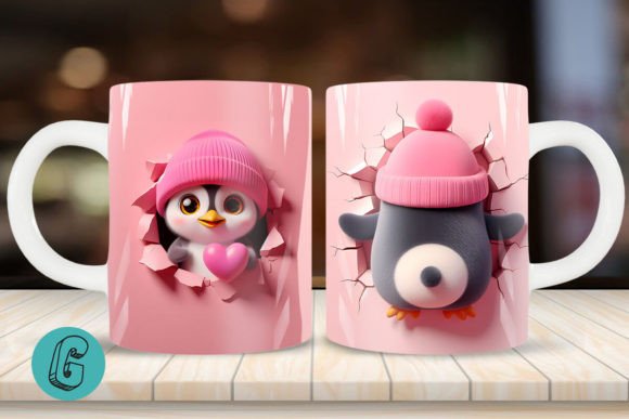 Valentine Penguin 3D Mug Wrap 2side 16