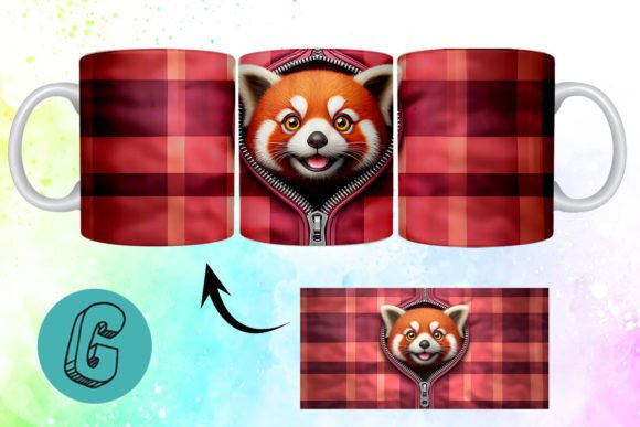 Valentine Red Panda 3D Mug Wrap 05